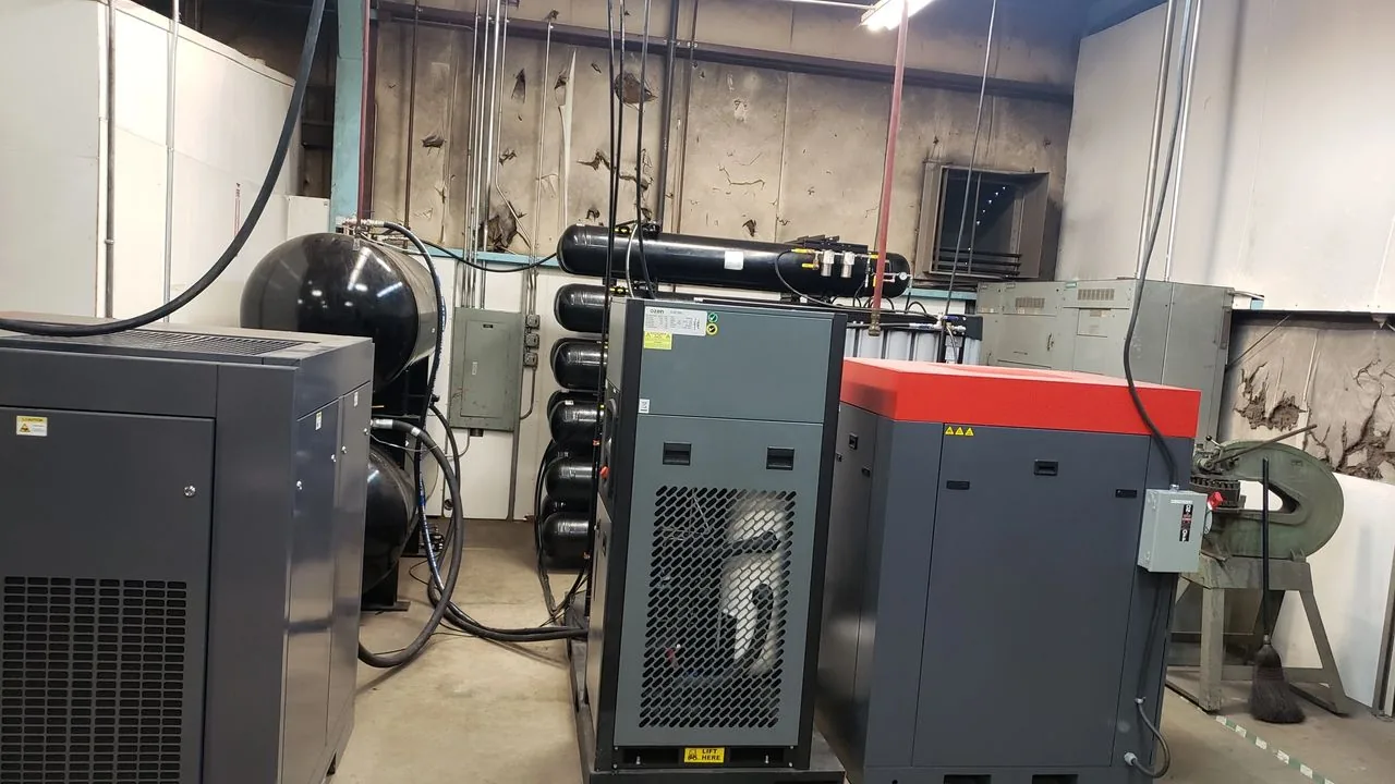 Air compressor and nitrogen tank set up